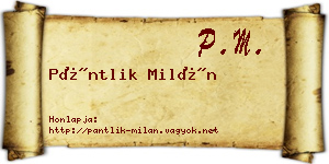 Pántlik Milán névjegykártya